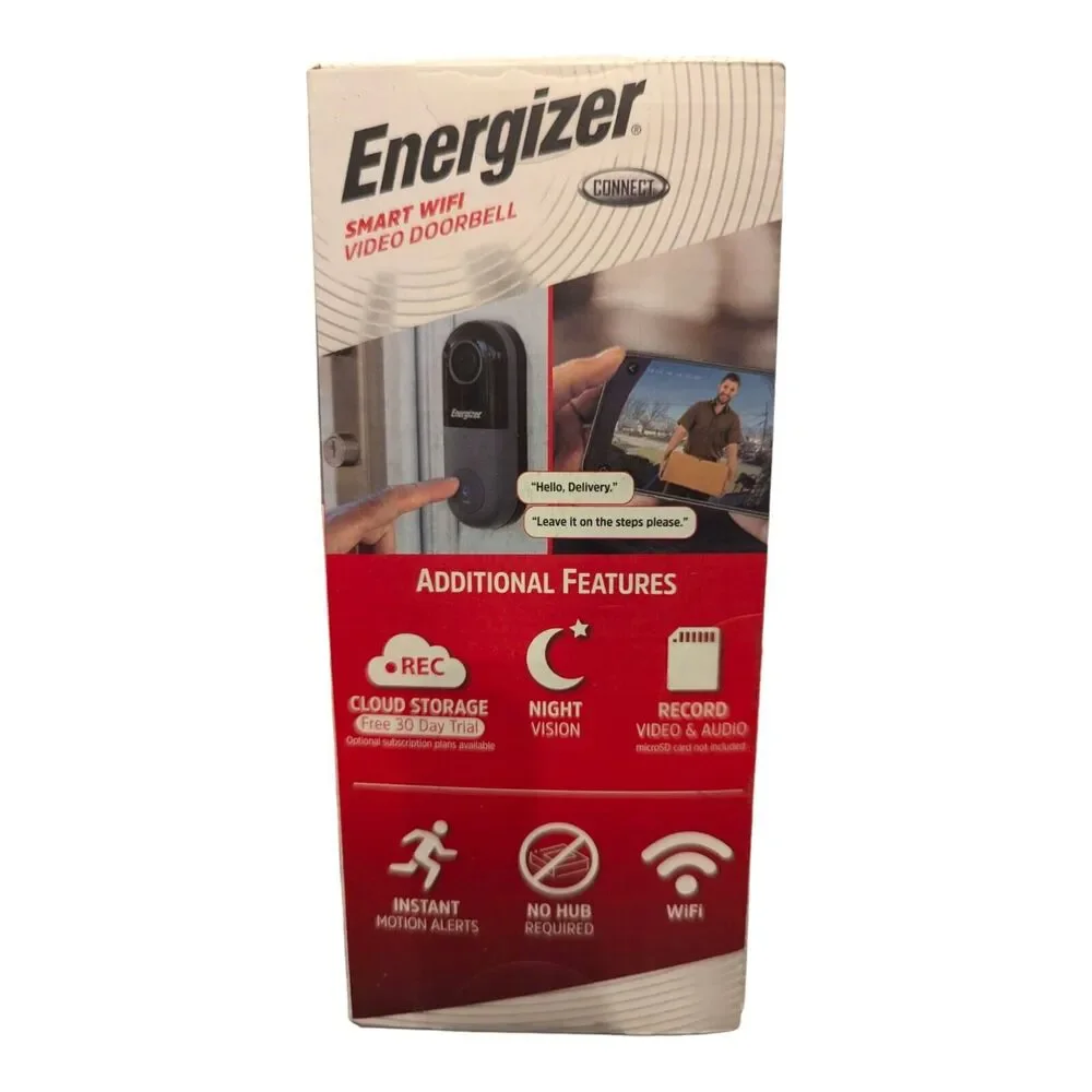 Energizer Smart Wi-Fi 1080p Video Doorbell with Chime Set